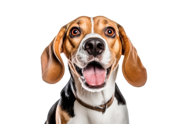 Portrait of curious beagle dog isolated on white background