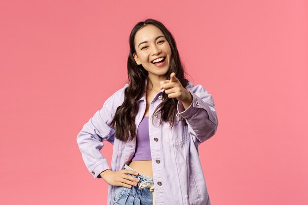 portrait of curious good-looking asian girl