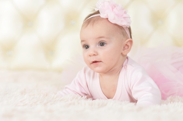 Photo portrait of a cute adorable baby girl