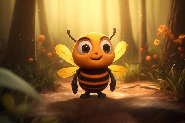 Portrait of cute animated bee