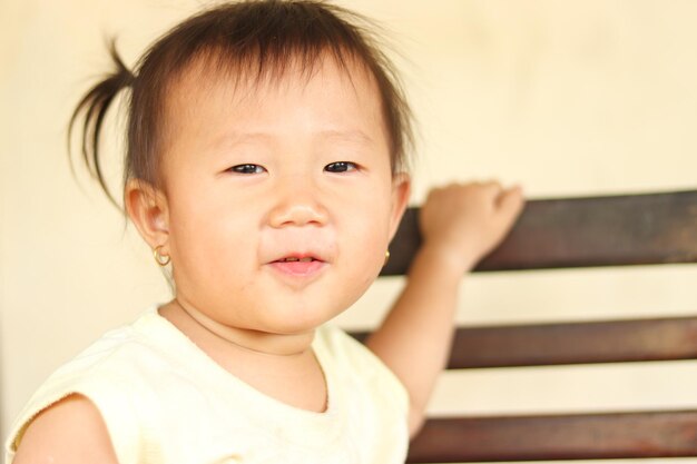 Photo portrait of cute baby at home