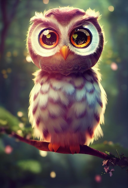 Photo portrait of a cute baby owl