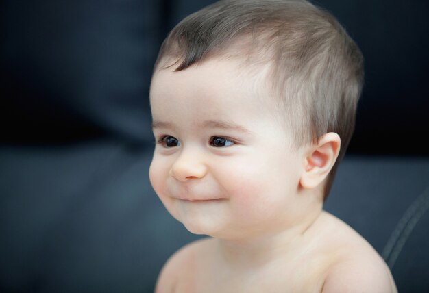 Portrait of a cute baby smiling