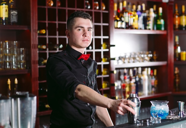 Portrait of a cute bartender.