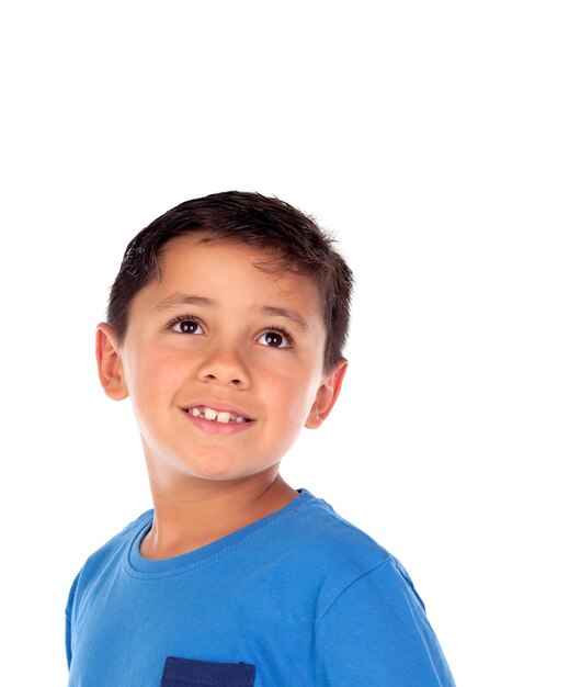 Portrait of cute boy against white background