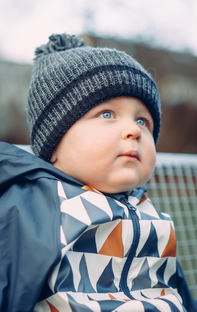 Portrait of cute boy looking away