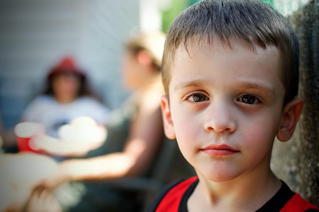 portrait of cute boy outdoors