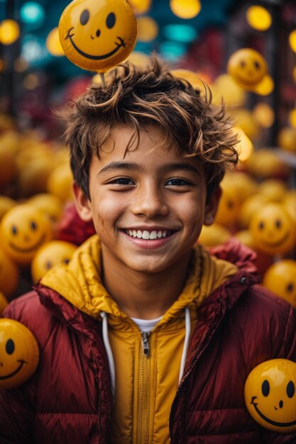 Portrait of cute boy with smiling face