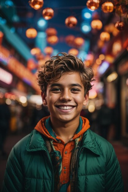 Photo portrait of cute boy with smiling face