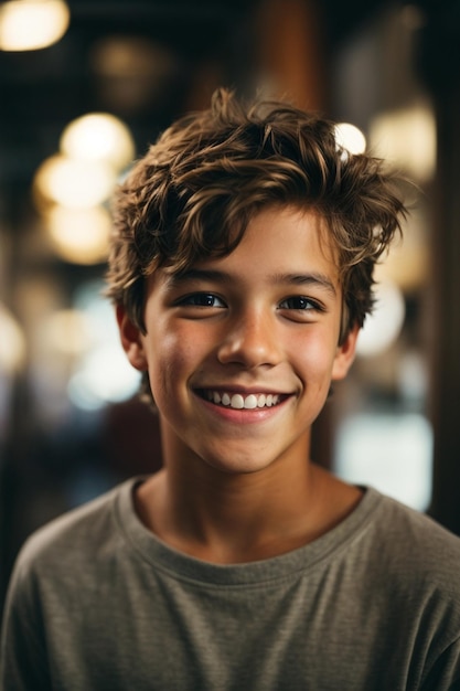 Photo portrait of cute boy with smiling face