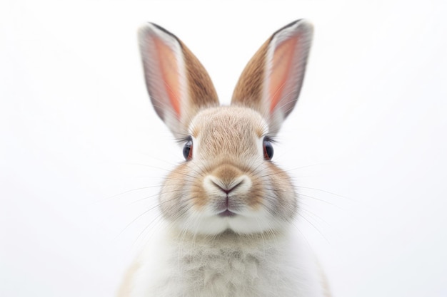 Portrait of cute bunny or rabbit on white background closeup looking at camera