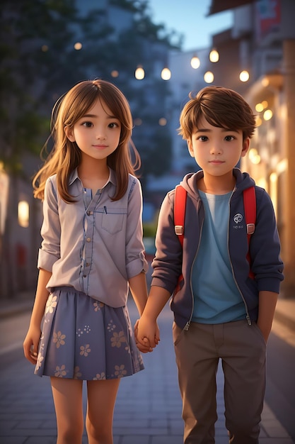 Portrait of cute children cute boy and girl