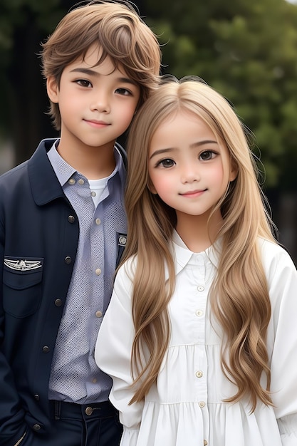 Portrait of cute children cute boy and girl