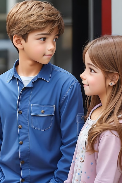 Portrait of cute children cute boy and girl