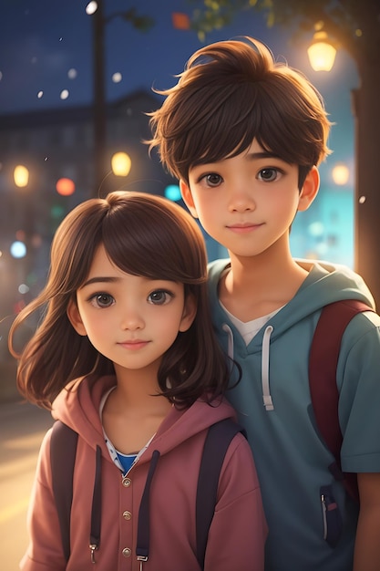 Portrait of cute children cute boy and girl