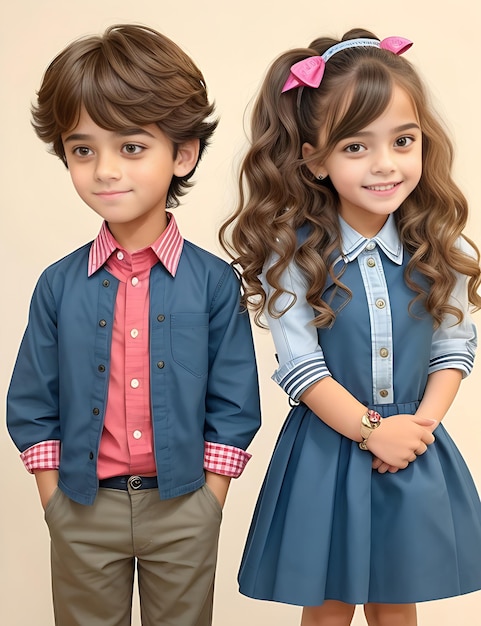 Portrait of cute children cute boy and girl