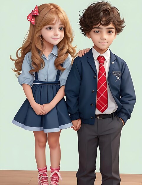 Portrait of cute children cute boy and girl