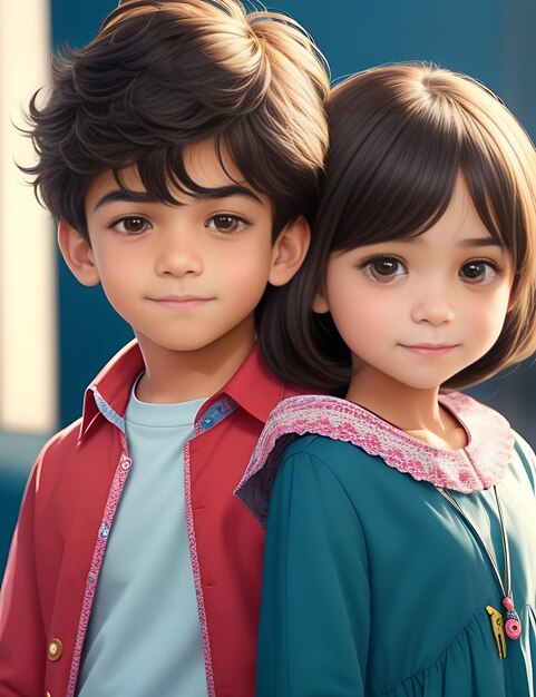 Portrait of cute children cute boy and girl