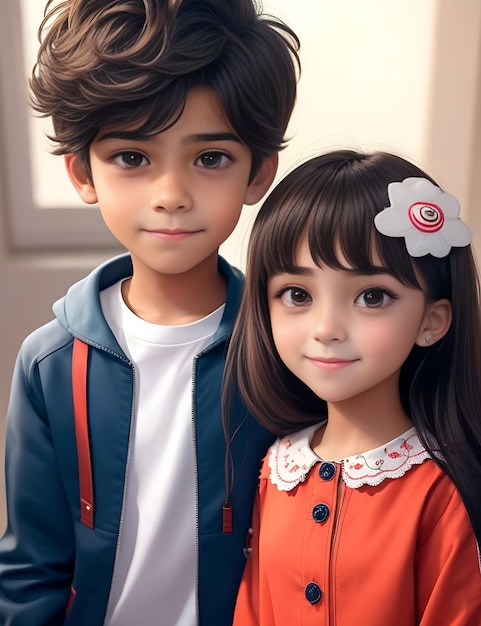 Portrait of cute children cute boy and girl