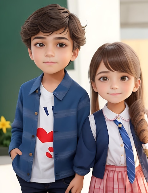 Portrait of cute children cute boy and girl