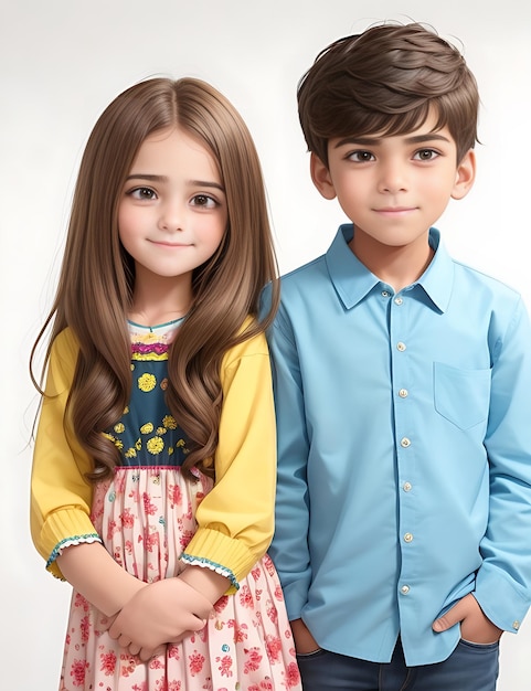 Portrait of cute children cute boy and girl