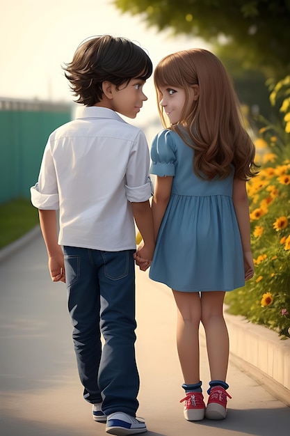 Portrait of cute children cute boy and girl