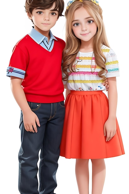 Portrait of cute children cute boy and girl