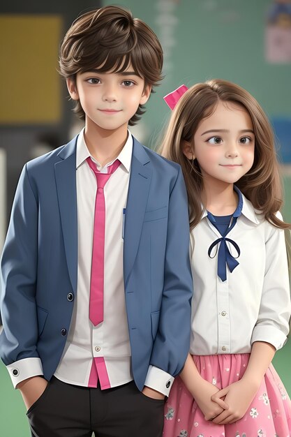 Portrait of cute children cute boy and girl