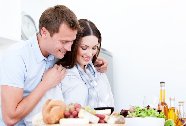 Portrait of Cute couple preparing a meal