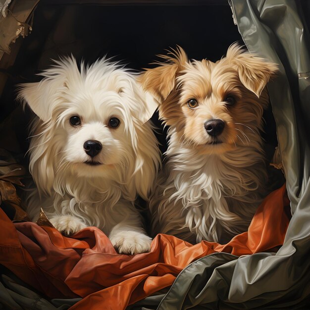 Portrait of cute dogs and cats