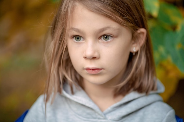 Portrait of a cute girl in nature