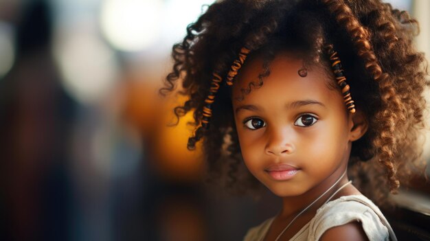 Portrait of a cute little african american girl with curly hair