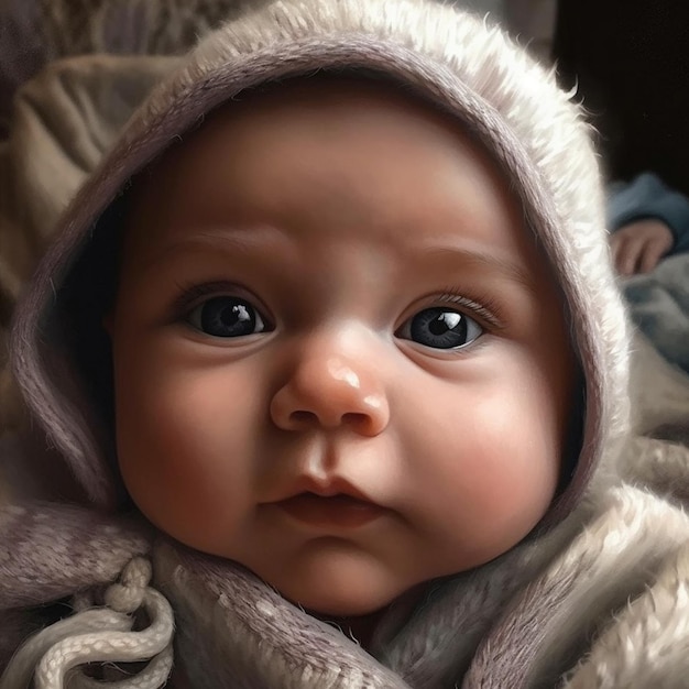 Portrait of a cute little baby boy in a warm knitted coat