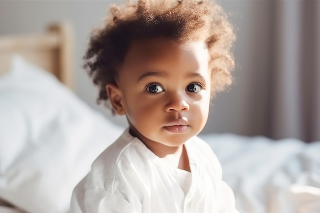 Photo portrait of cute little baby generative ai