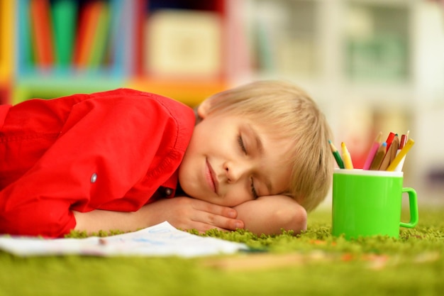 Portrait of cute little boy sleeping