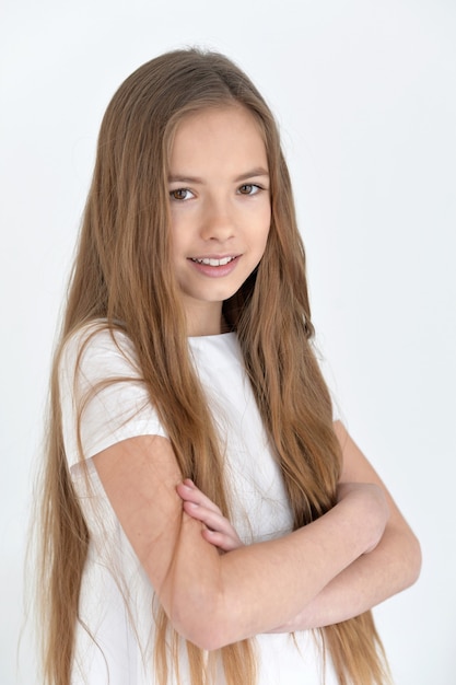 Portrait of a cute little girl posing