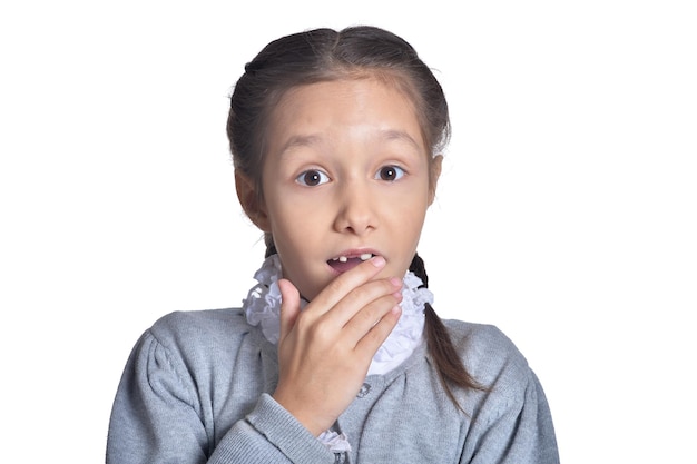 Portrait of cute little girl posing