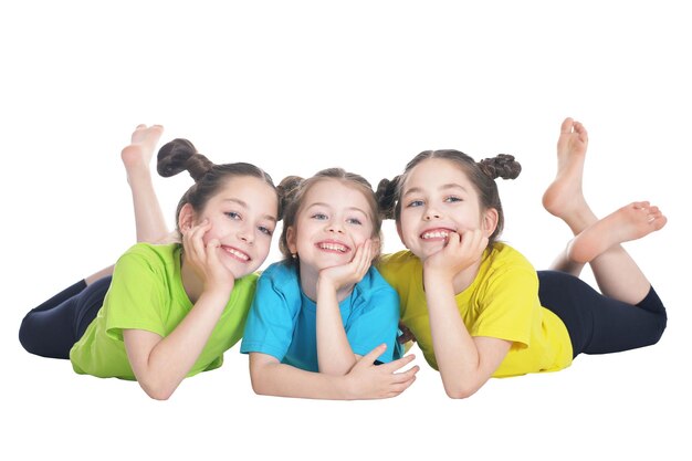 Portrait of cute little girls posing