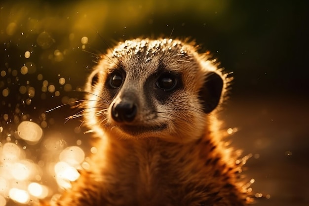 Portrait Of Cute Meerkat Closeup