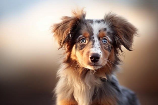 Portrait of a Cute Mini Aussie Puppy Your Loyal Pet Companion