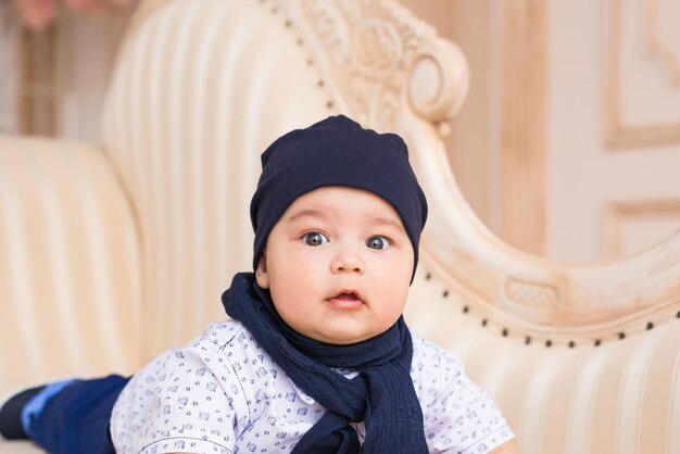 Photo portrait of a cute newborn baby