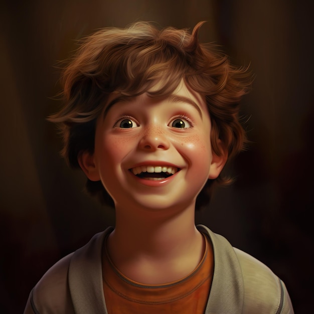 portrait of cute smiling kid happy childhood made with generative ai technology