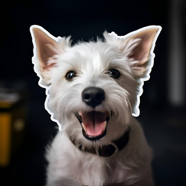 Portrait of a cute West Highland White Terrier dog with funny expression