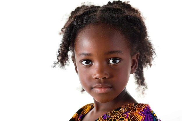 Portrait of a cute young African Asian girl isolated on white background