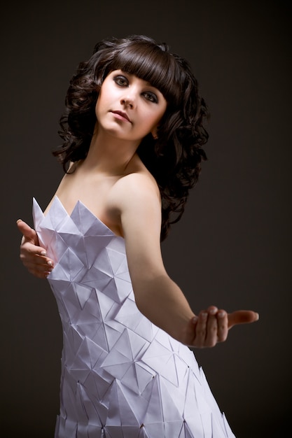 Portrait of a cute young brunette girl