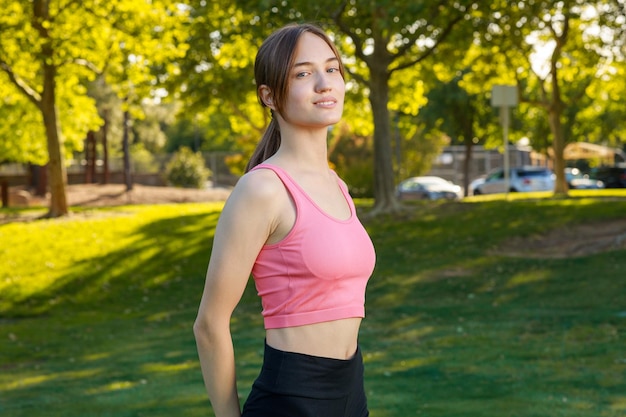 Portrait of cute young lady looking at the camera