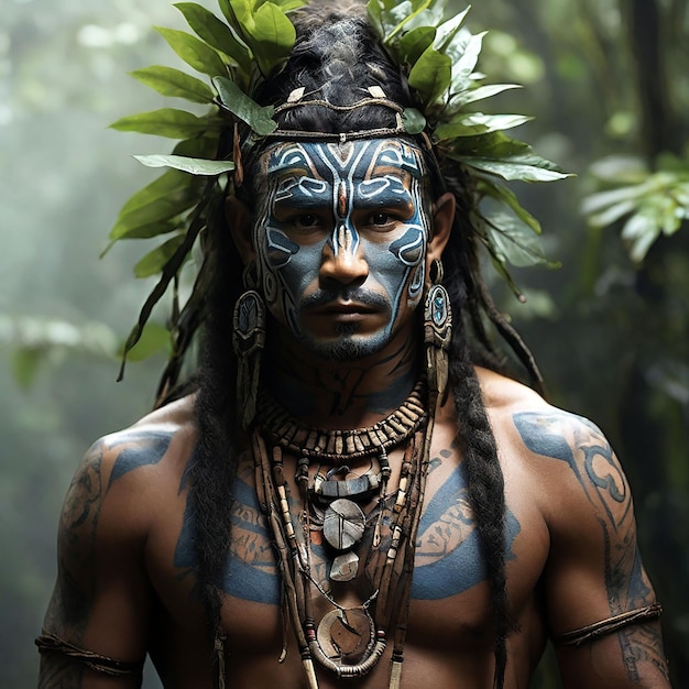 Photo portrait of dani tribe man wearing koteka traditional clothes of papua