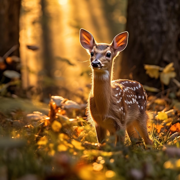 portrait of a deer in the wood