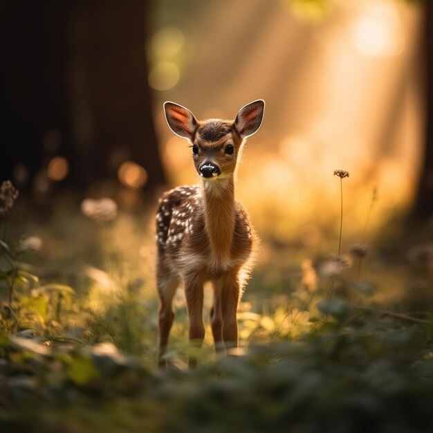 Photo portrait of a deer in the wood