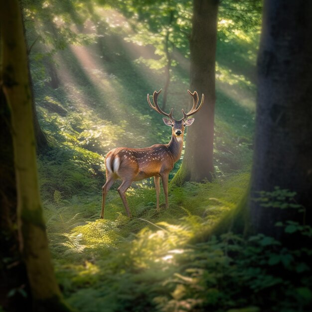 portrait of a deer in the wood